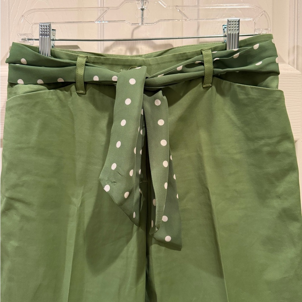 Jones New York Signature Pants - color green apple - w/removable Polka Dot Belt